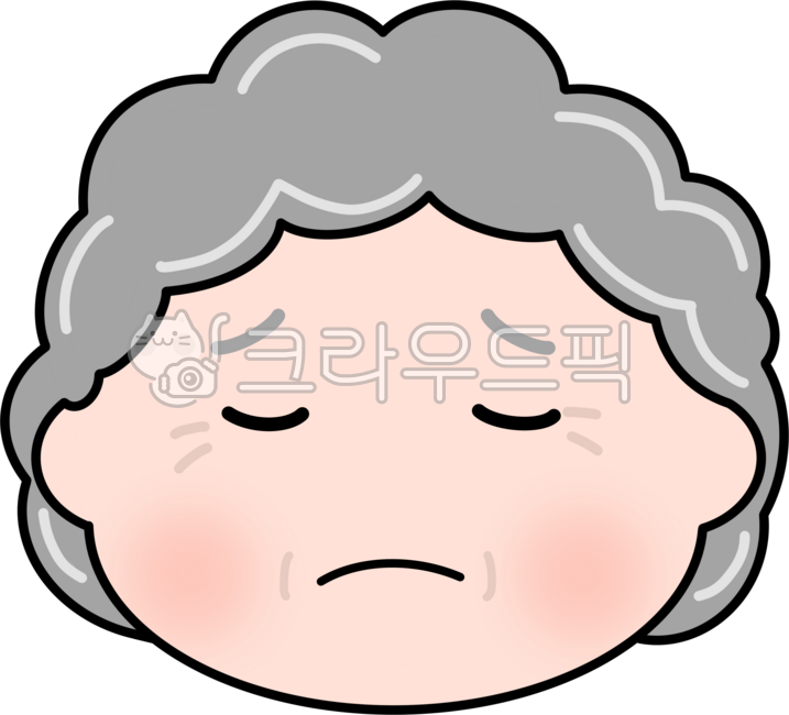 할머니,노인,표정,얼굴,주름,파마머리,파마,흰머리,늙은,어르신,시니어,캐릭터,만화,일러스트,손그림,여자,얼굴표정,노년,가족,사람,어른,슬픈,우울한,우울증,무기력한