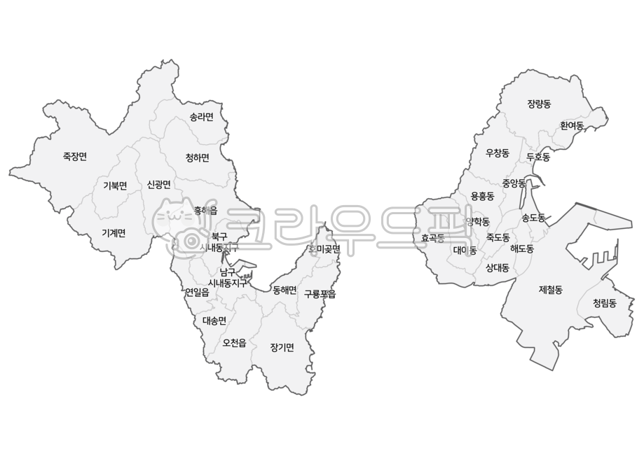 Pohang City Administrative District,Pohang city map,Pohang city administrative map,Pohang city,map,map of korea