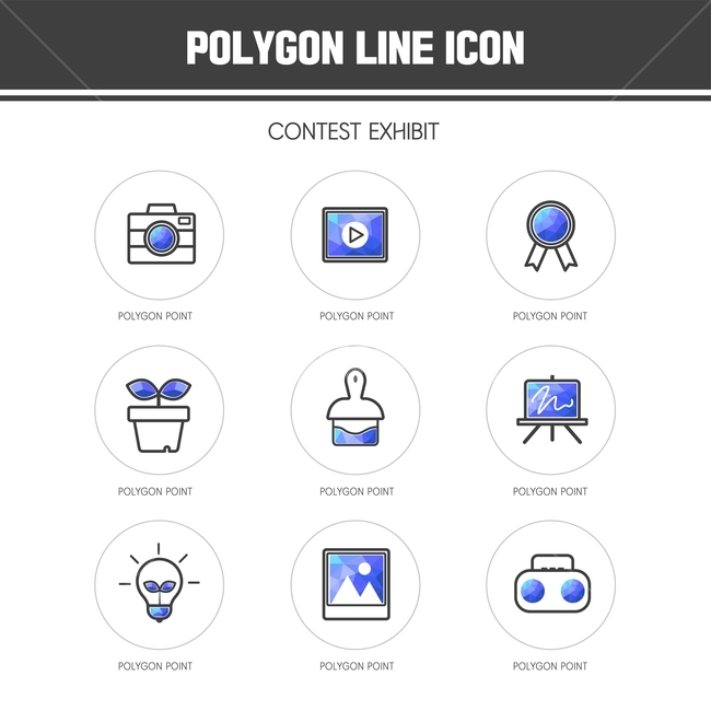 Competition,brush,Line icon,easel,bulb,icon,picture,radio,polygon,pot,Pictogram,camera