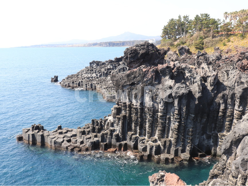 제주도,주상절리,바다,암석,돌