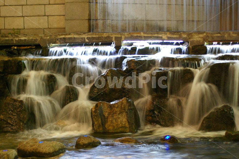 야경,청개천,낙수,흐르는,water,물,nature,자연,outdoors,옥외,river,강,waterfall,폭포