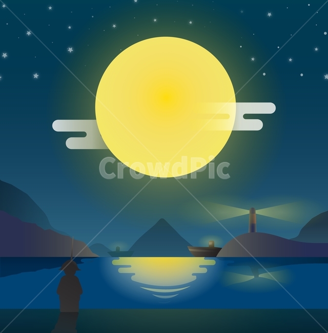 추석,보름달,밤하늘,바다,밤바다,낚시,달빛,등대,섬,일러스트레이션,일러스트,벡터,별빛,소년,밤낚시,혼자,moon,sky,moonlight,vector,ai,eps,illustration,fishing,alone,cloud,boy,night,light,자연,풍경,nature,landscape,한국전통,한국문화,korean traditional,korean culture,그래픽,일러스트레이션,graphic,illustration,outdoors,옥외,하늘,sun,태양