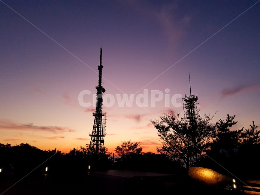 부산,노을,부산황령산,황령산,전망대,전신주,붉은노을,가을,실루엣,그림자,silhouette,shadow,산업,industry,industrial,에너지산업,energy industry