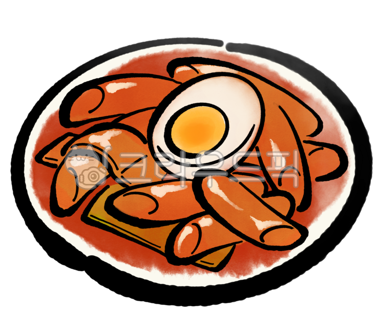 Tteokbokki,Bunsik,Food illustration,Bunsik illustration,Tteokbokki illustration,Food drawing,Korean food,Spicy food,Menu illustration,Bunsik menu,Rice cake,Cooking,Fish cake,Egg,Red food,Snack,Korean food,Red,Egg,Plate,Food,Market,Gr