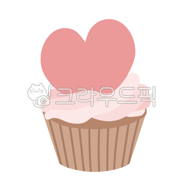 cupcake,muffin,dessert,bread,bakery,baking,sweet,pink,pink,heart,big,large,whipped cream,deco,decoration,brown,brown,illustration,clip art,design,graphic,cute