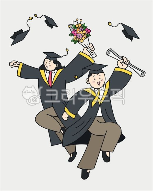 졸업식,졸업일러스트,졸업,학생,꽃다발,학사모,대학생,친구,브이,중학교,중학생,고등학교,재미,대학,대학교