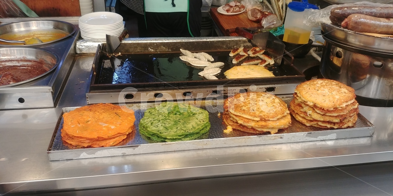 전통음식,전,김치전,빈대떡,시장,부침개