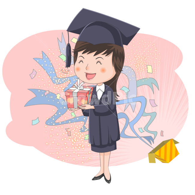 gift,high school,achievement,one person,situation picture,smile,middle School,character,graduation,school,graduate,graduation cap,female,conversation,laugh,exploded,pleasure,College student,ribbon,Middle schooler,girl,graduation costume,elementary school,