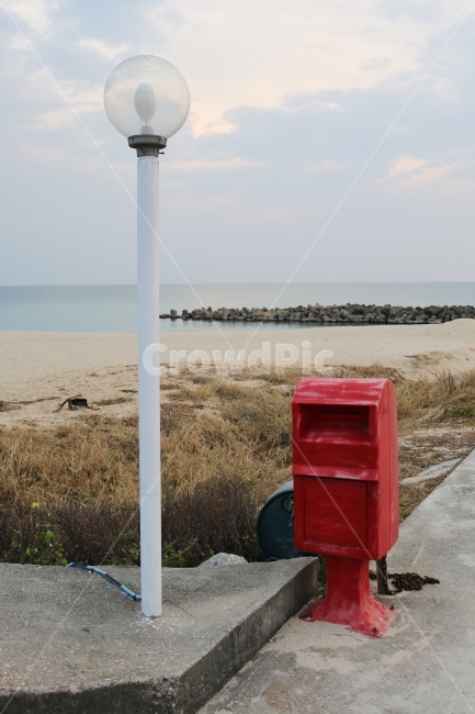 우체통,가로등,바다,해변,동해,파스텔,방파제,자연,풍경,nature,landscape,해변,바다,beach,sea