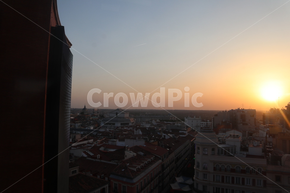 sky,madrid street,Madrid,sunset,sun
