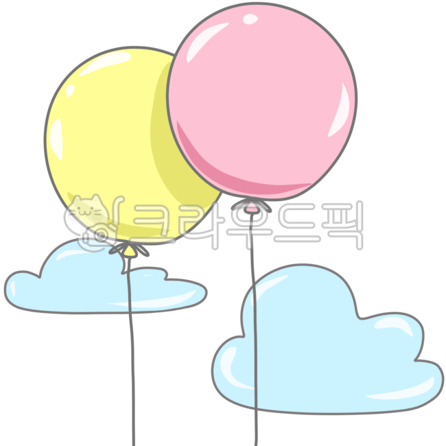 풍선, 파스텔색, balloon, 풍선일러스트, 구름, 사진,이미지,일러스트,캘리그라피 - JDesign작가
