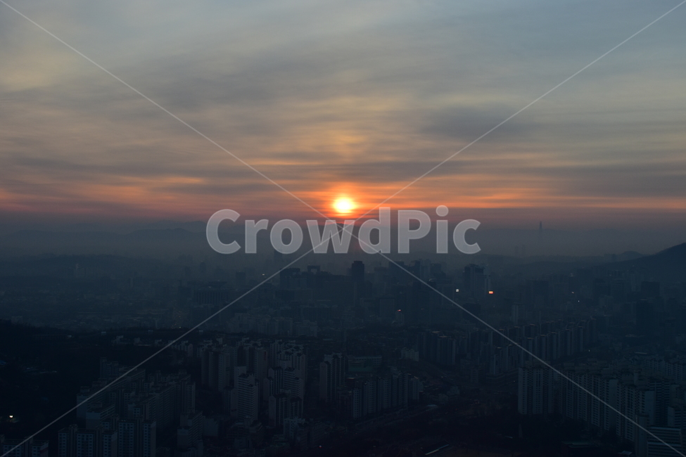 안산,일출,해맞이,해돋이,서울,아침,도시,도심지,풍경,미세먼지,겨울,도시,풍경,city,landscape