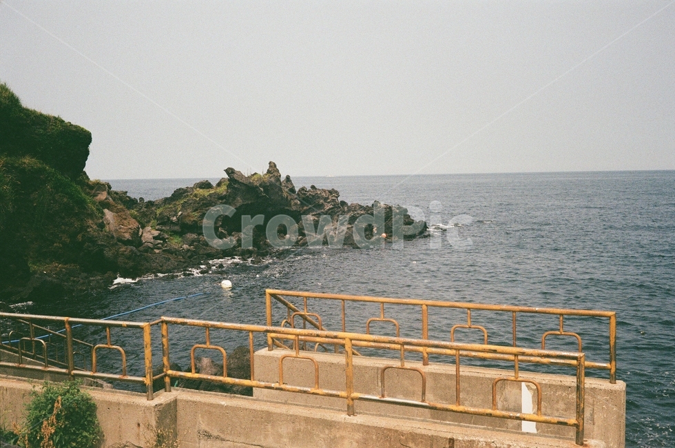 바다,난간,돌,제주도,항구