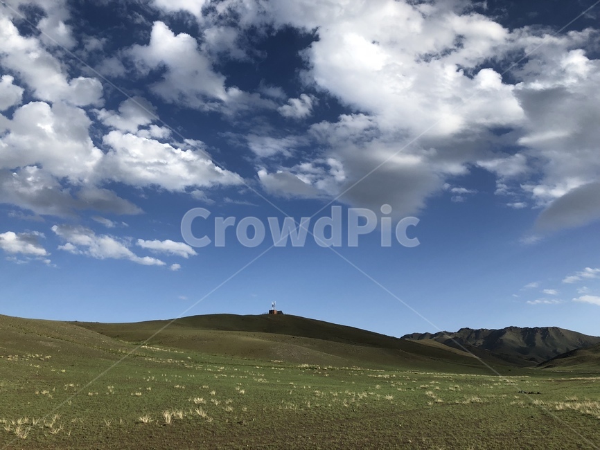 하늘,구름,동산,몽골,mongolia,잔디,푸른하늘