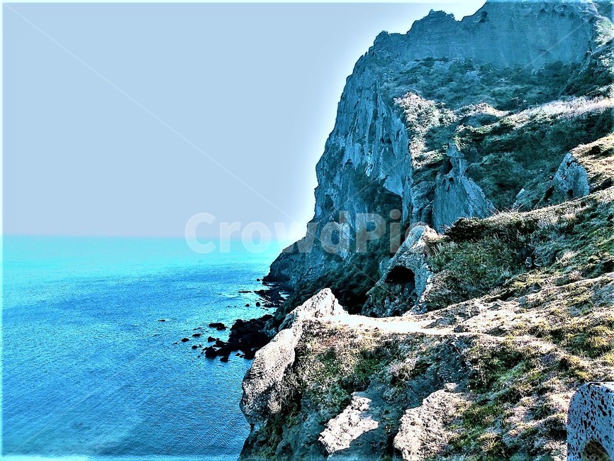 성산일출봉,제주도,절벽,바다,해안선,자연,풍경,nature,landscape,promontory,곶,outdoors,옥외,cliff,낭떠러지