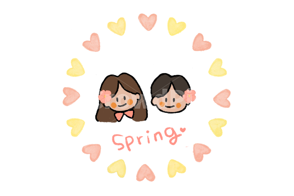 spring,봄,손그림,스티커,스템프,일러스트,커플,봄,계절,spring,season,그래픽,일러스트레이션,graphic,illustration