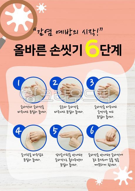 손씻기,손위생,손씻기6단계,손,감염예방,손바닥,손등,손가락,기하학도형,돋보기,세균,숫자,얼룩무늬,물결무늬,가로줄무늬배경,사각도형,불규칙도형,위생수칙,청결,동그라미,원형,원형테두리