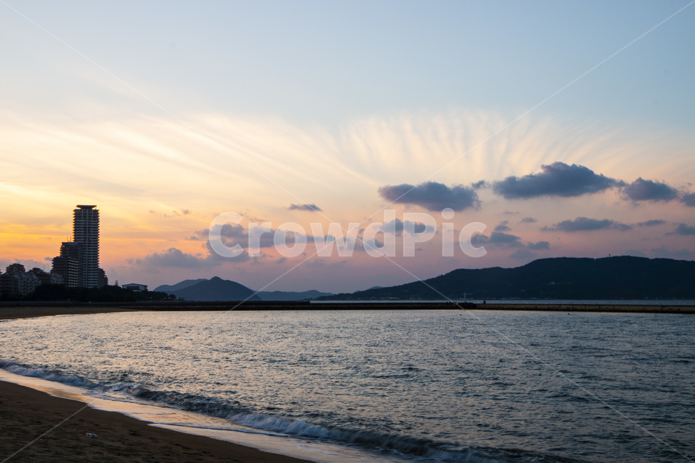 바다,모래사장,배경,후쿠오카,노을,자연,풍경,nature,landscape,outdoors,옥외