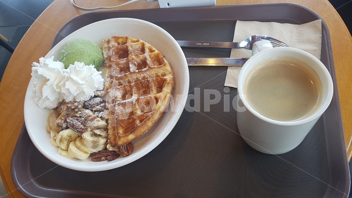 커피,와플,크림,음식,food,coffee