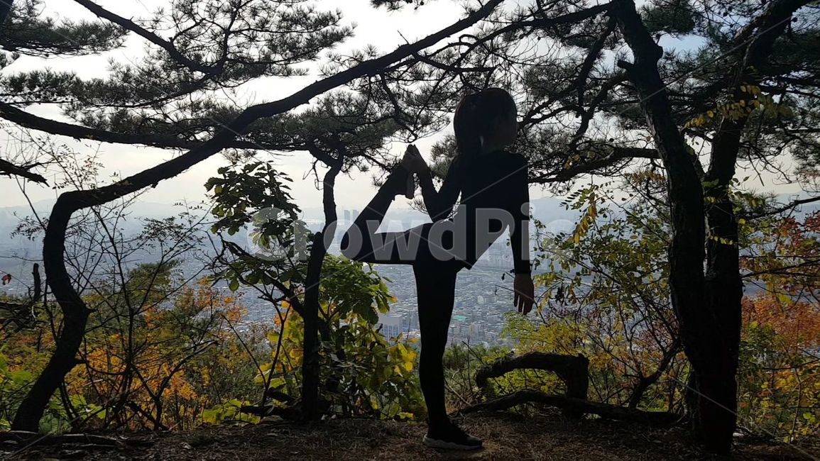스트레칭,요가,등산,유연한,몸풀기,체조,산에서,혼자,쉬는날,휴식