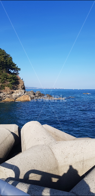 바다,방파제,자연,파랑,수평선,경관