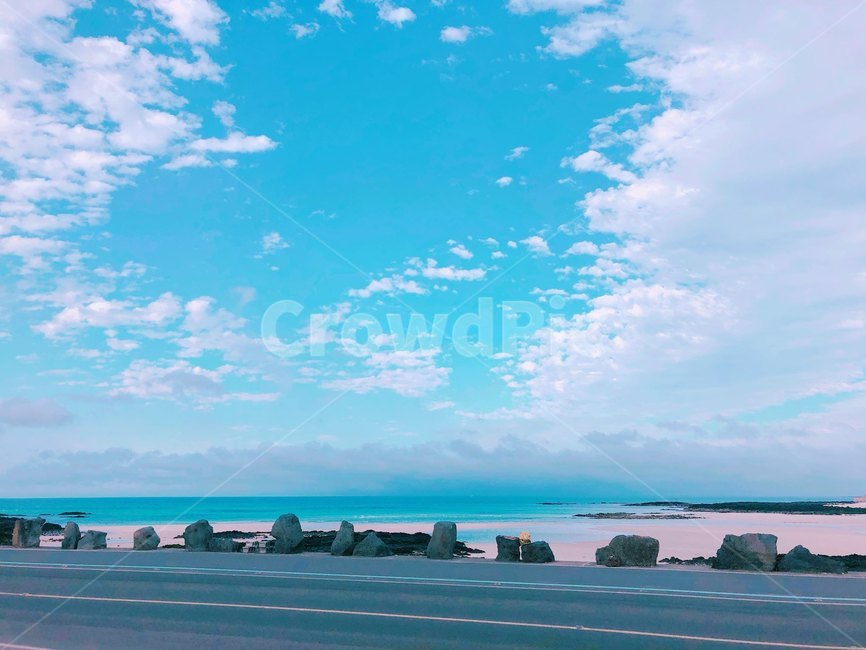 하늘,구름,제주도,바다,도로