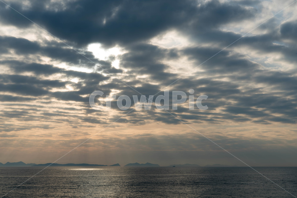 바다,빛내림,구름,노을,해질녘,sunset