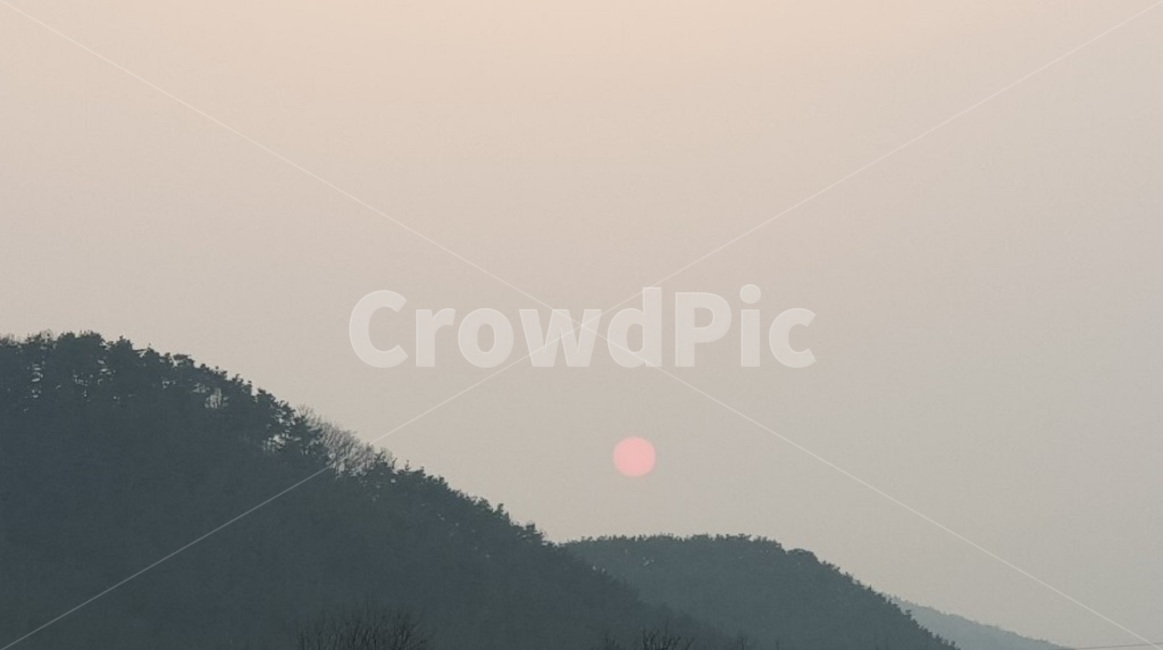 노을,산,달,해,경치,가을