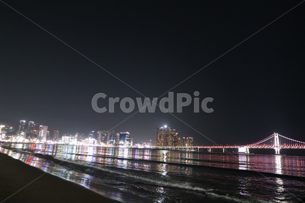 부산,광안리,광안대교,불빛,야경,밤바다,건물