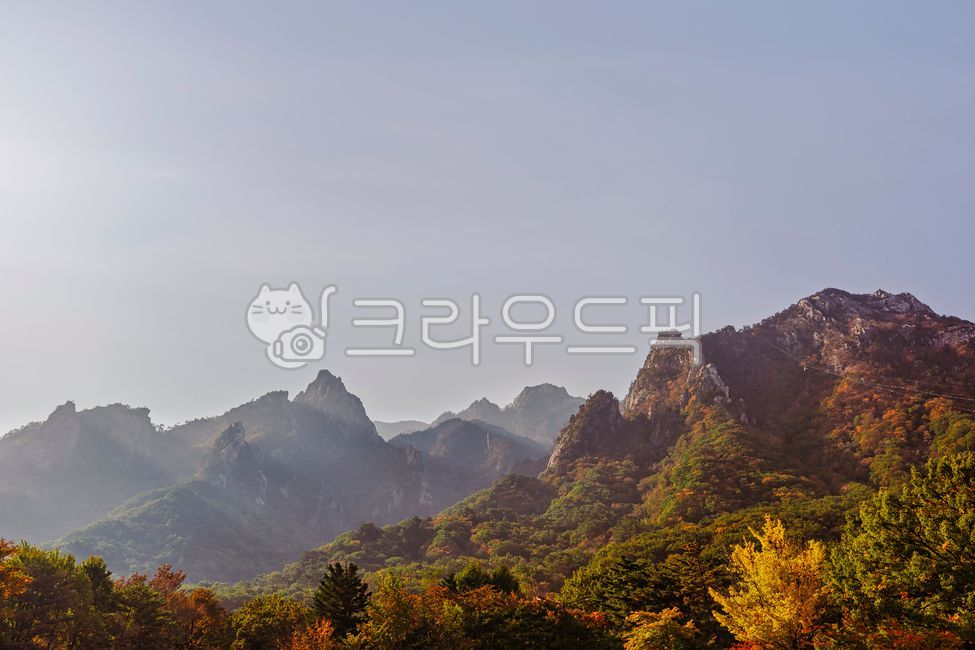 mountainrange,Kwon Geumseong,A national park,forest,Ginkgo,vertex,nature,cable car,mountain range,peak,rock,sunlight,mountain,outdoors,Maple tree,season,autumn,Mt Seolark,Maple