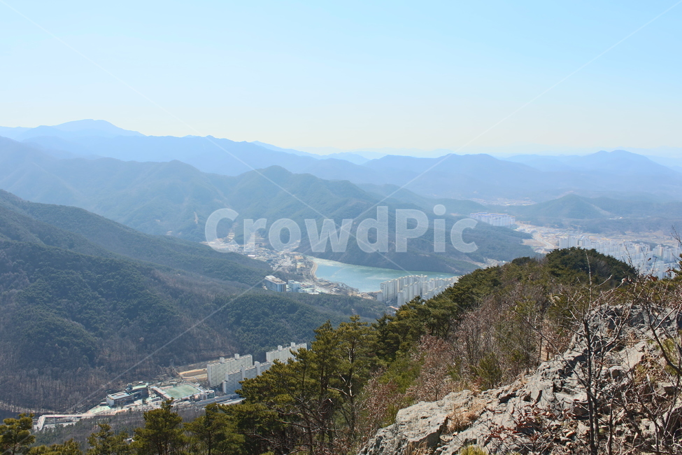 산,정상,산맥,하늘,풍경