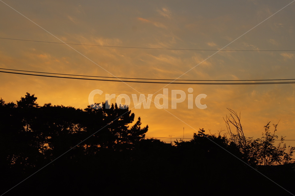노을,야산,전선,그림자,해질녘,sunset,hill,wire,shadow,따뜻한,warm,붉은색,red