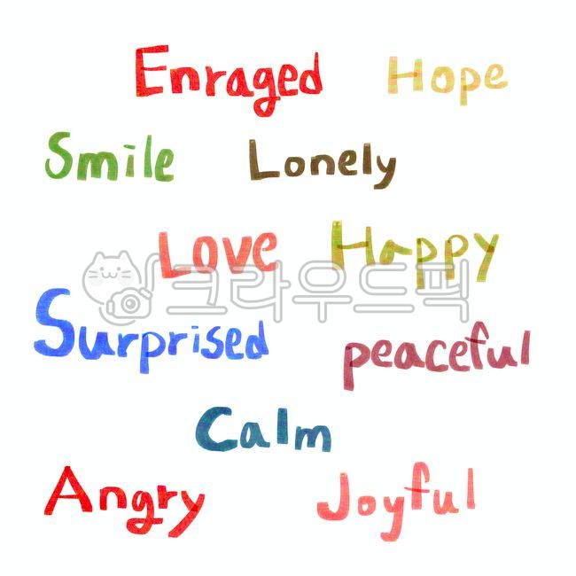 손글씨,싸인펜글씨,크레파스글씨,텍스트,text,글씨,영어,영어공부,감정표현,영어감정표현,enraged,hope,smile,lonely,love,happy,surprised,peaceful,calm,angry,joyful
