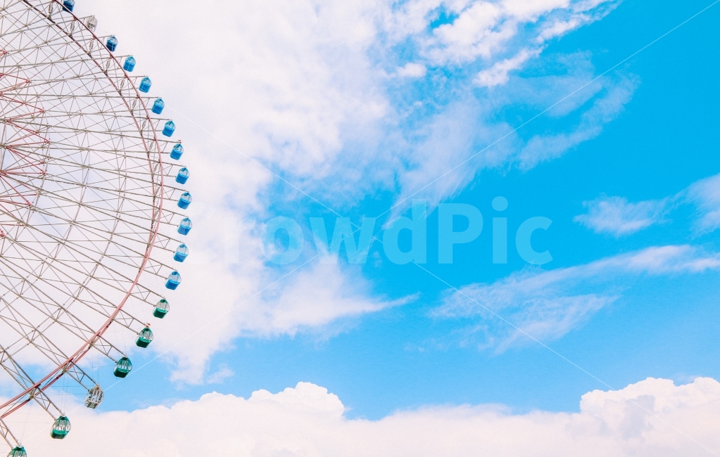 관람차,일본,하늘,구름,여름,japan,sky,cloud,감성,sensible,feeling,놀이공원,놀이동산,놀이터,amusement park,playground