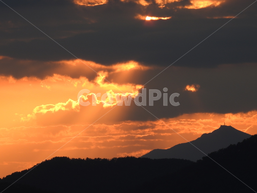 석양,노을,풍경,산,하늘,자연,풍경,nature,landscape,light,빛,flare,플레어,sunlight,햇빛,outdoors,옥외