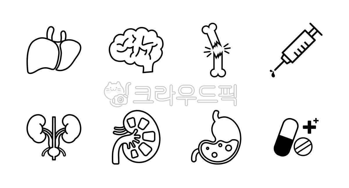 해부학아이콘,아이콘,장기,신체부위,라인아이콘,의료,병원,치료,선아이콘,간,콩팥,약,알약,주사기,골절,뼈,뇌,해부,신체장기,선,요도,요로결석,위장,소화,장,건강,케어