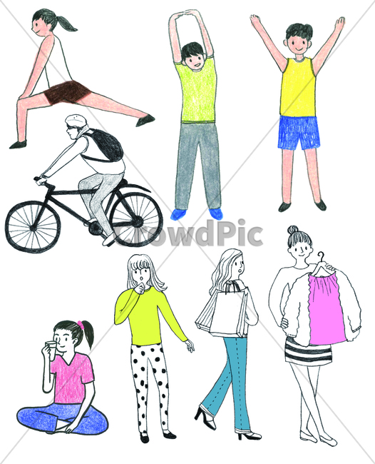색연필,coloredpencil,운동,exercise,workout,sports,athletics,준비운동,warmup,cycle,쇼핑,shopping,shop,dotheshopping,교통,bike,human,인간,person,사람,bicycle,자전거,손그림,그래픽,일러스트레이션,graphic,illustration