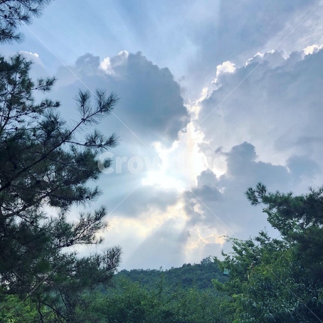 하늘,구름,서광,상쾌,기운