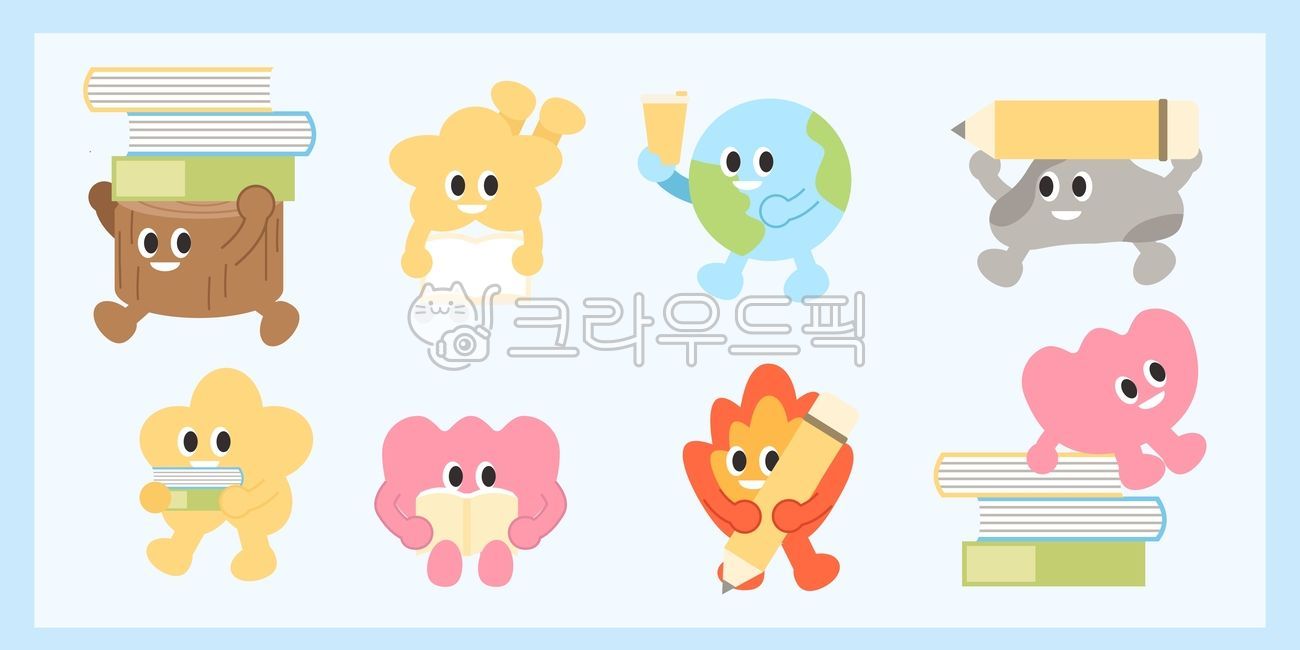 Educational characters,cute mascot design,learning icons,school theme illustration,reading and writing,cartoon style artwork,book and pencil graphics,creative study symbols,educational characters,cute mascot design,learning icons,school theme illustration