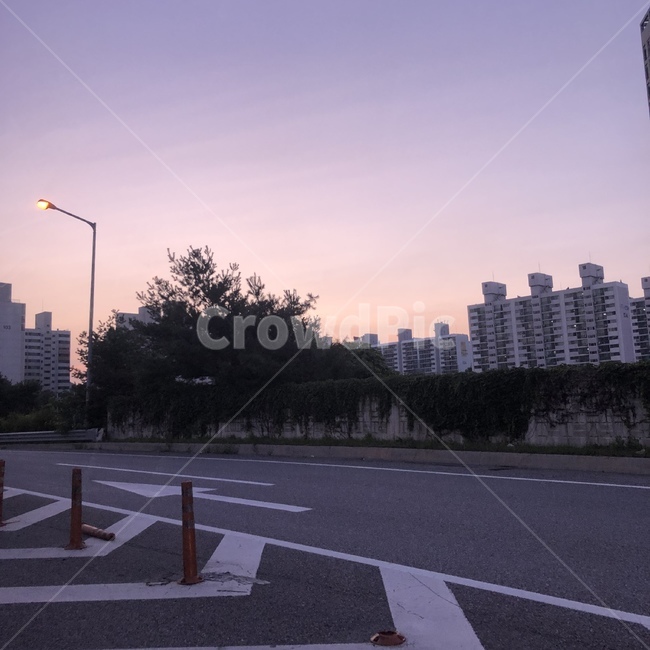 하늘,노을,도시,7시,마석
