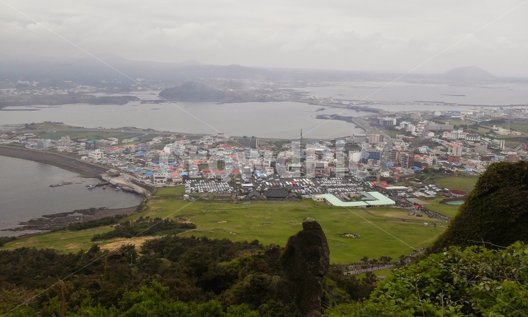 제주도,성산일출봉,마을,경치,흐림