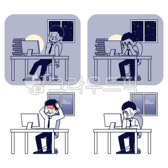사람,캐릭터,일러스트,illust,귀여운,남자,좌절,눈물,분노,화,남자캐릭터,남성,male,men,man,남성캐릭터,아저씨,직장인,회사원,회사,직장,업무,근무,컴퓨터,사무,사무직,사무일,출근,야근,감정,감정표현,상황,상황표현,가구,책상,테이블,desk,table,창문