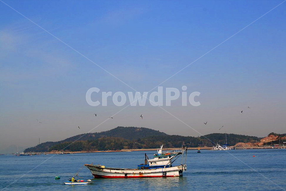 바다,산,배,하늘,새,sea,mountain,sky,bird,풍경,감성