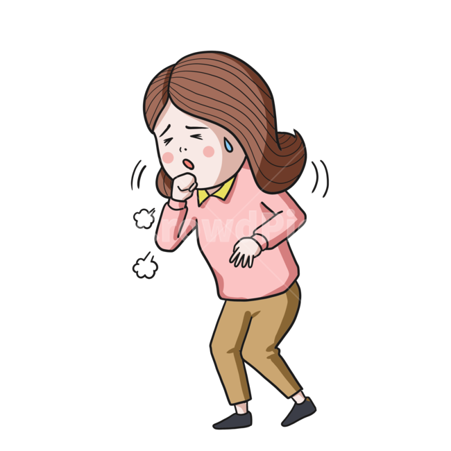 comics,만화,증상,메디컬,의학,symptoms,일러스트,png,toon,기침,감기,여자,누끼,remove background
