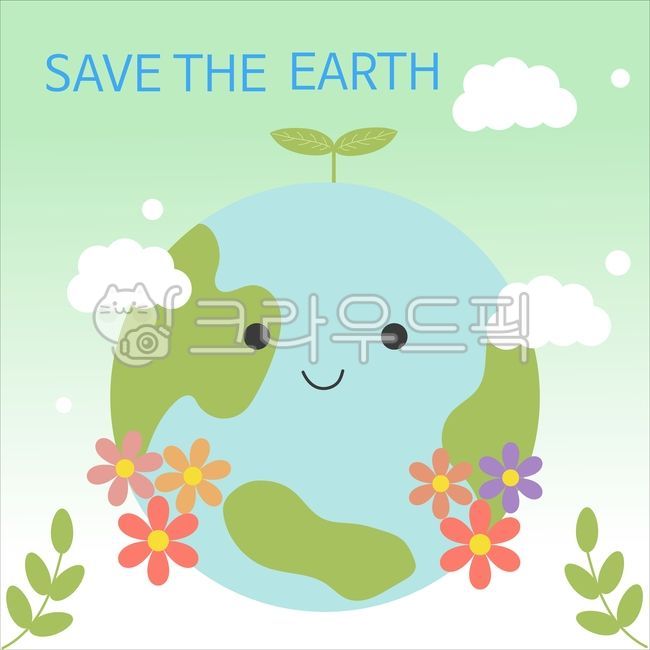Earth,Earth Day,Earth Image,Earth Illustration,Petals,Flowers,Blades of Grass,Sprouts,Clouds,Environment,Environmental Protection,Nature Conservation