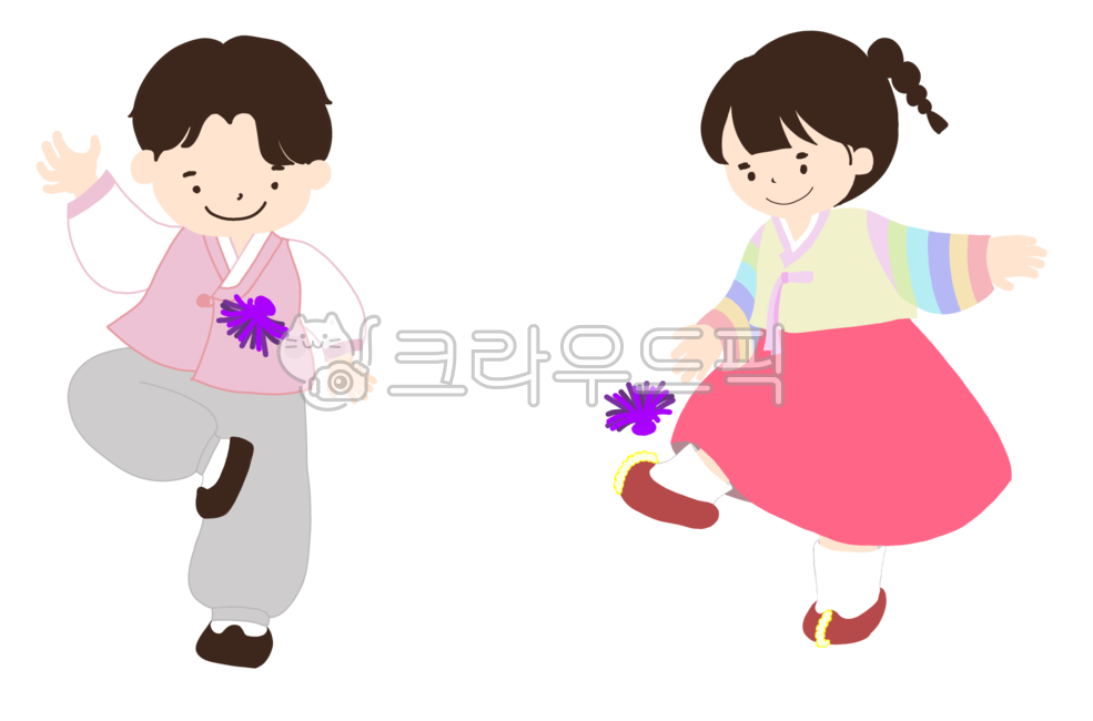 traditional play,Hanbok drawing,Traditional play illustration,raised,Jegichagi,folk games,children,Han bok,Childrens Hanbok,Traditional play,Hanball Illustration,Male and female children