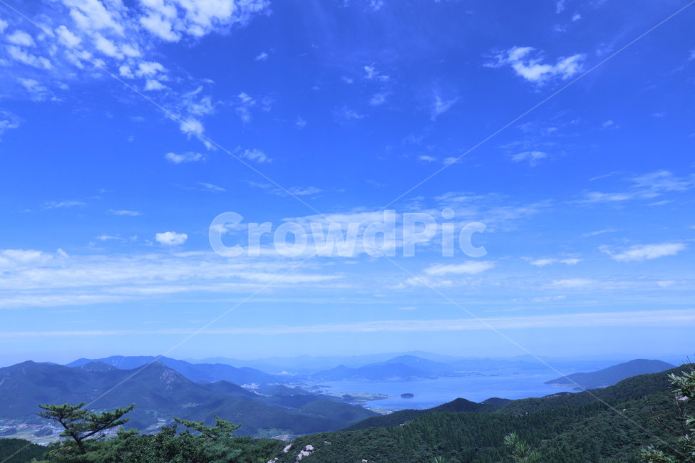 정상,푸른,하늘,봉우리,구름,바다,bluesky