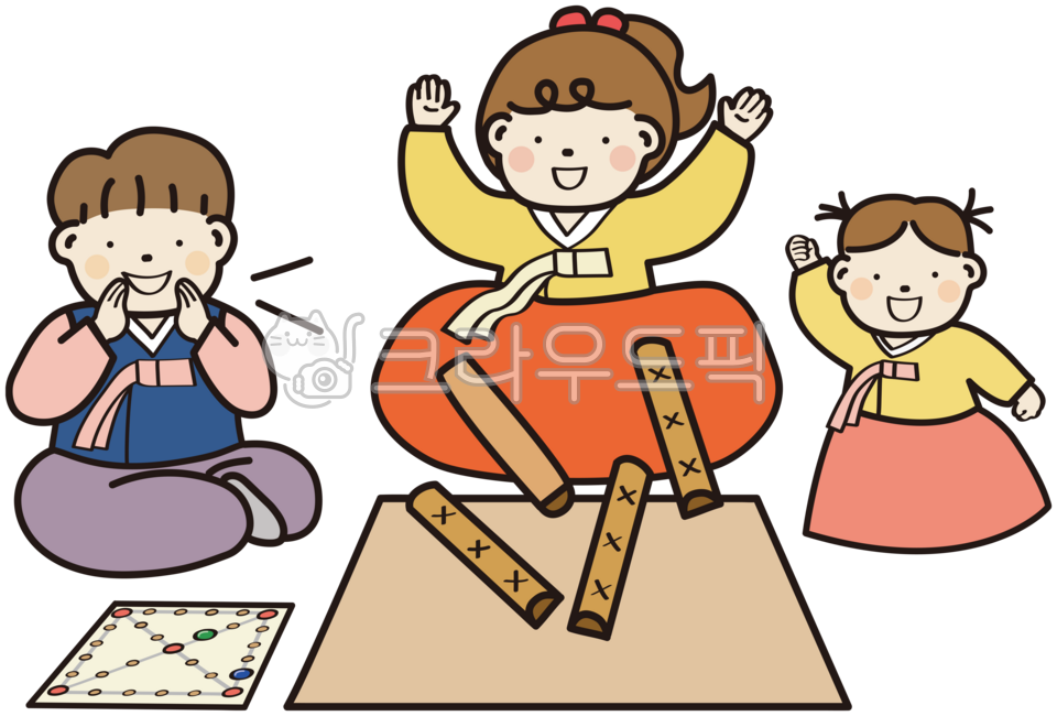 추석, 윷놀이, 일러스트, 명절, 게임, 사진,이미지,일러스트,캘리그라피 - 예소나봄작가