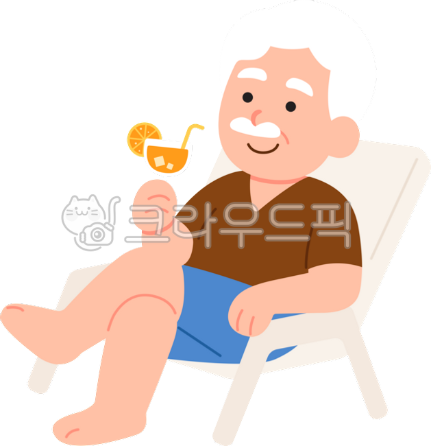 할아버지일러스트,할아버지캐릭터,바캉스할아버지,휴가나온할아버지,할아버지,휴가,바캉스,주스,음료수,음료수마시고있는할아버지,칵테일,쉬고있는할아버지