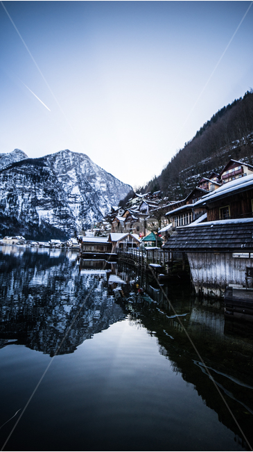 landscape photography,mirror,overseas natural scenery,reflection,vertical photography,Europe,clouds,scenery,Hallstatt,clearness,Austria,world,snow,fairy tale,tranquility,Travel photography,lake,landscape